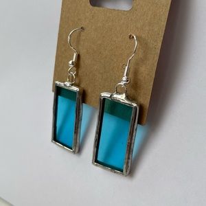 Hand Made Stained Glass Earrings - Sterling silver hook